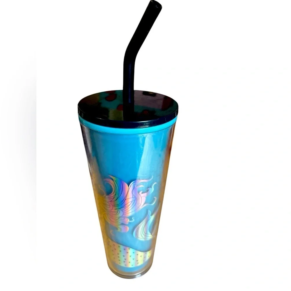Starbucks Iridescent Blue Tumbler.Siren‎ Mermaid Color Changing 24 oz. Preowned